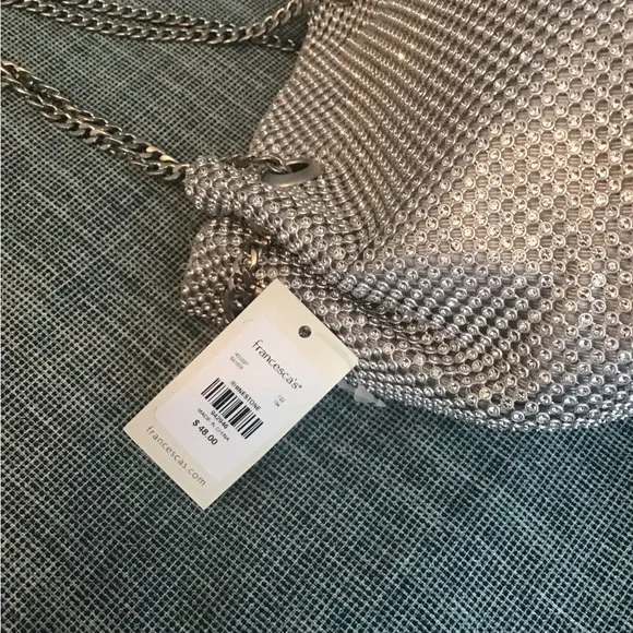 Francesca's Collections Rhinestone Silver Chain Bag. - Picture 2 of 8